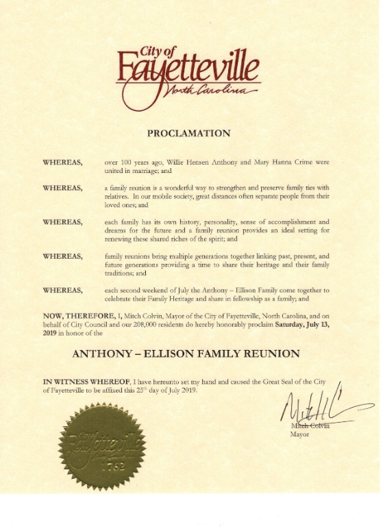 City of Fayetteville Proclamation